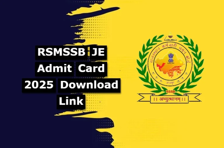 RSMSSB JE Admit Card 2025 Download